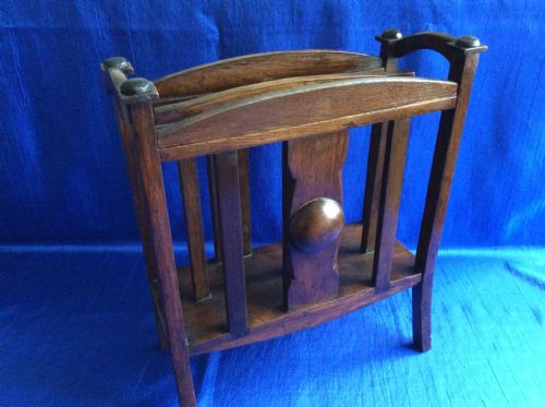 edwardian arts and crafts oak magazine rack - CATEGORY: ANTIQUE MISCELLANEOUS - DATED EDWARDIAN