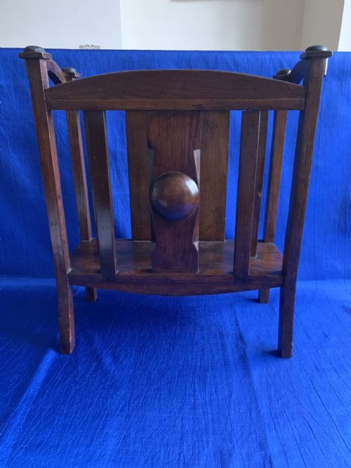 EDWARDIAN ARTS AND CRAFTS OAK MAGAZINE RACK - ADDITIONAL PHOTO 4