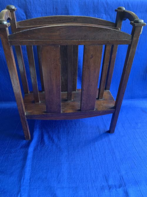 EDWARDIAN ARTS AND CRAFTS OAK MAGAZINE RACK - ADDITIONAL PHOTO 5