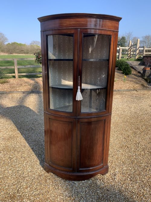 EDWARDIAN SHERATON STYLE GLASS CORNER CUPBOARD - ADDITIONAL PHOTO 3