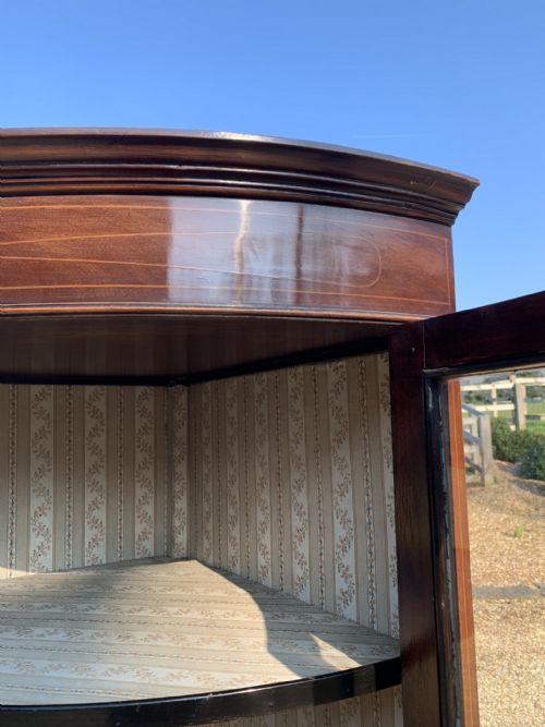 EDWARDIAN SHERATON STYLE GLASS CORNER CUPBOARD - ADDITIONAL PHOTO 5