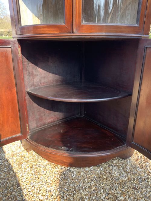 EDWARDIAN SHERATON STYLE GLASS CORNER CUPBOARD - ADDITIONAL PHOTO 9