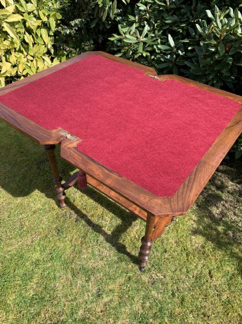 VICTORIAN WALNUT GAMES CARD TABLE - ADDITIONAL PHOTO 2