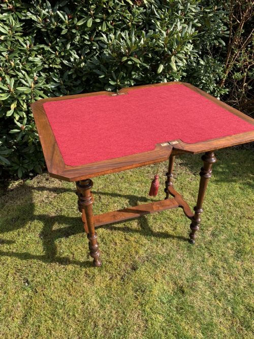 VICTORIAN WALNUT GAMES CARD TABLE - ADDITIONAL PHOTO 7