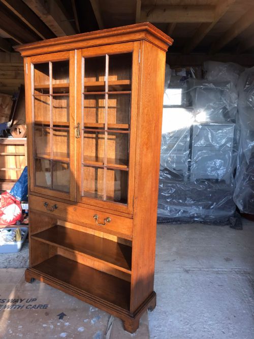 VICTORIAN OAK GLAZED BOOKCASE - ADDITIONAL PHOTO 3