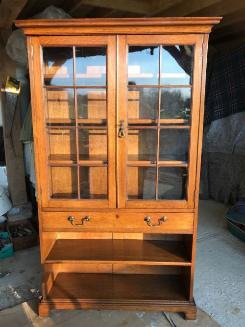 VICTORIAN OAK GLAZED BOOKCASE - ADDITIONAL PHOTO 6