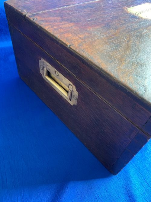 VICTORIAN OAK MILITARY CAMPAIGN DEED CHEST - ADDITIONAL PHOTO 1
