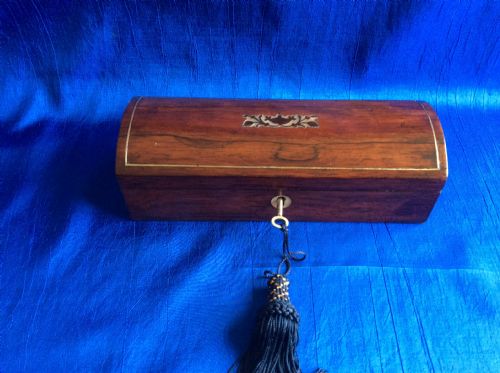 victorian rosewood and mother of pearl glove box - CATEGORY: ANTIQUE BOXES - DATED VICTORIAN