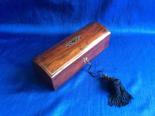 VICTORIAN ROSEWOOD AND MOTHER OF PEARL GLOVE BOX - ADDITIONAL PHOTO 1