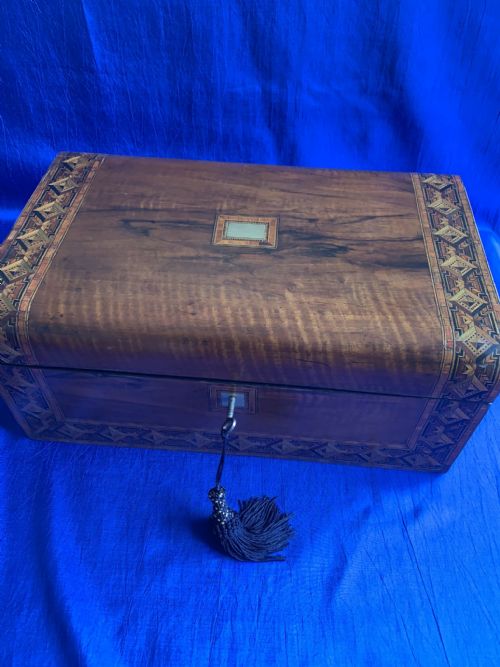 VICTORIAN WALNUT PARQUETRY WRITING SLOPE - ADDITIONAL PHOTO 4