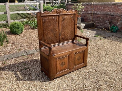 VICTORIAN FRENCH COUNTRY OAK SETTLE - ADDITIONAL PHOTO 2