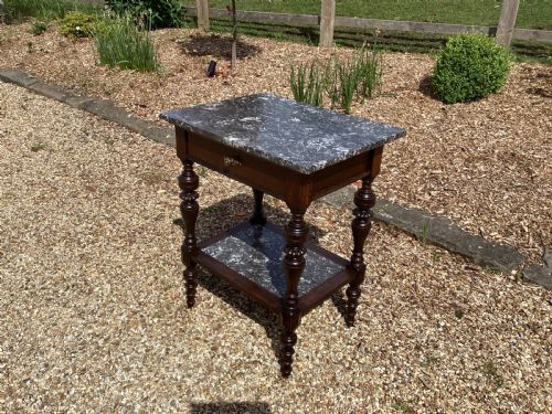 ANTIQUE FRENCH BLACK MARBLE TOP SIDE TABLE - ADDITIONAL PHOTO 2