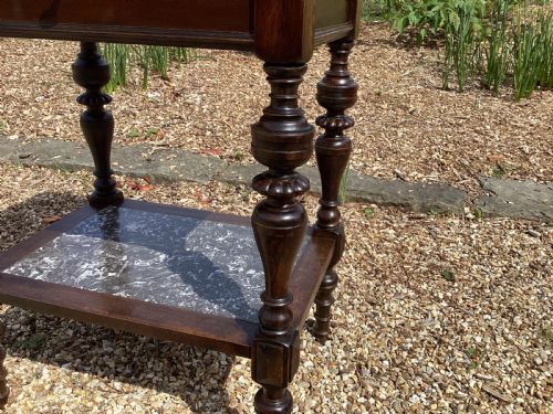ANTIQUE FRENCH BLACK MARBLE TOP SIDE TABLE - ADDITIONAL PHOTO 3
