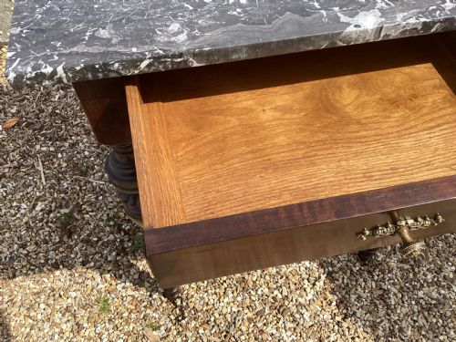 ANTIQUE FRENCH BLACK MARBLE TOP SIDE TABLE - ADDITIONAL PHOTO 5