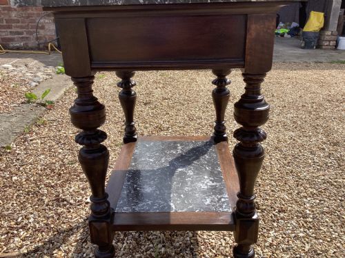 ANTIQUE FRENCH BLACK MARBLE TOP SIDE TABLE - ADDITIONAL PHOTO 6