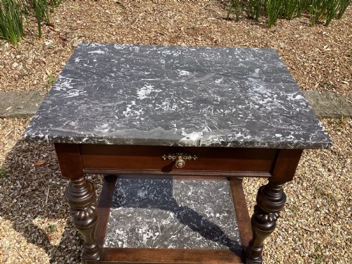 ANTIQUE FRENCH BLACK MARBLE TOP SIDE TABLE - ADDITIONAL PHOTO 9