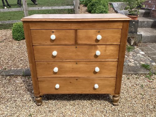 victorian farmhouse stripped pine chest of drawers - CATEGORY: ANTIQUE CHEST OF DRAWERS - DATED VICTORIAN