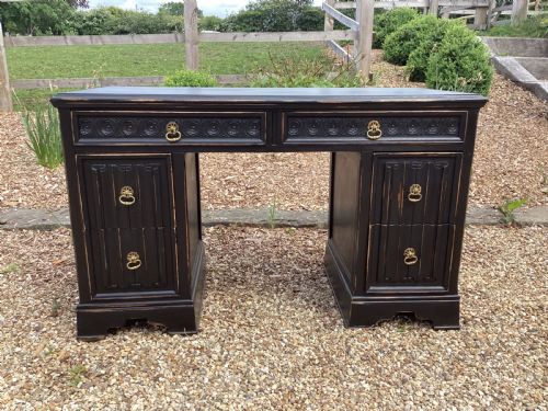 vintage black shabby chic ladies kneehole desk - CATEGORY: ANTIQUE DESKS - DATED 1930