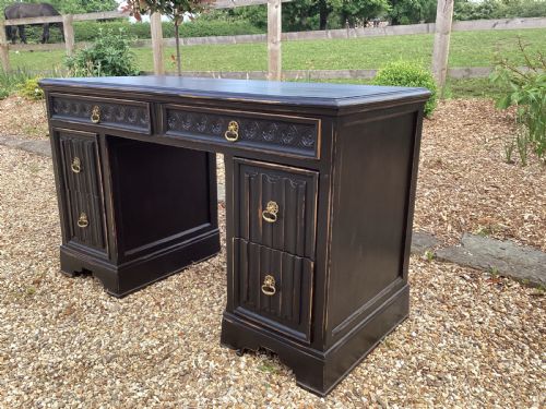VINTAGE BLACK SHABBY CHIC LADIES KNEEHOLE DESK - ADDITIONAL PHOTO 2