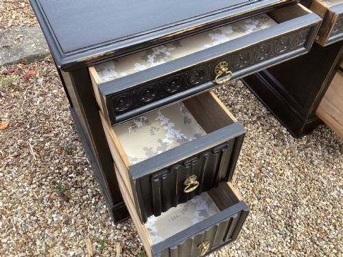 VINTAGE BLACK SHABBY CHIC LADIES KNEEHOLE DESK - ADDITIONAL PHOTO 6