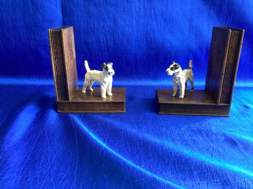 ANTIQUE COLD PAINTED FOX TERRIER WOODEN BOOK ENDS - ADDITIONAL PHOTO 6