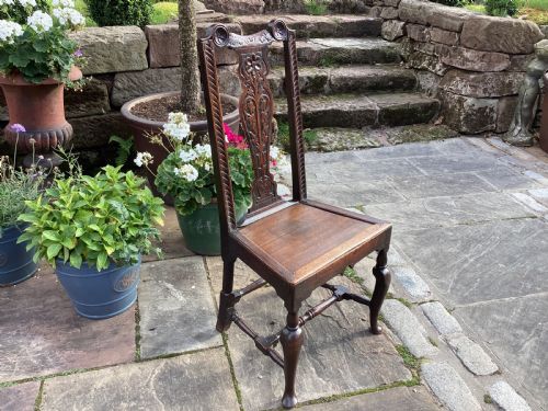 ANTIQUE 17TH CENTURY OAK HALL CHAIR - ADDITIONAL PHOTO 1