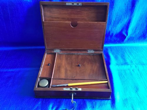 EDWARDIAN WALNUT LADIES TRAVELLING WRITING BOX - ADDITIONAL PHOTO 2