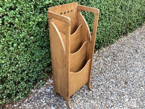 AN ARTS AND CRAFTS OAK MAGAZINE PAPER RACK - ADDITIONAL PHOTO 1