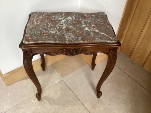 ANTIQUE FRENCH WALNUT SIDE TABLE - ADDITIONAL PHOTO 4
