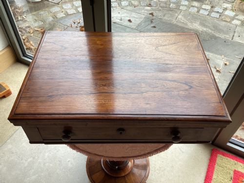 19TH CENTURY ANTIQUE ROSEWOOD LADIES SEWING TABLE - ADDITIONAL PHOTO 4