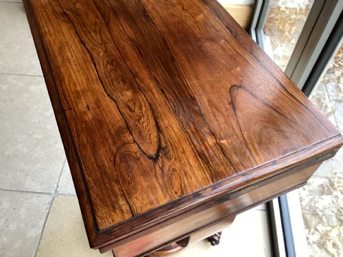 19TH CENTURY ANTIQUE ROSEWOOD LADIES SEWING TABLE - ADDITIONAL PHOTO 5
