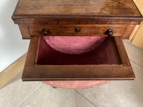 19TH CENTURY ANTIQUE ROSEWOOD LADIES SEWING TABLE - ADDITIONAL PHOTO 8