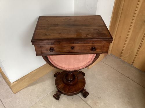 19TH CENTURY ANTIQUE ROSEWOOD LADIES SEWING TABLE - ADDITIONAL PHOTO 10