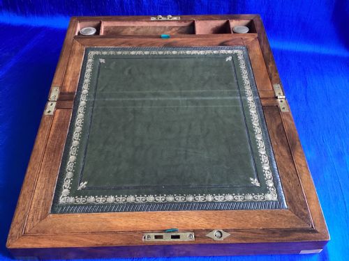 VICTORIAN WALNUT BRASS BOUND WRITING SLOPE - ADDITIONAL PHOTO 5