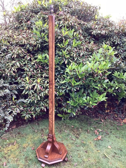 antique art deco walnut standard lamp - CATEGORY: ANTIQUE LIGHTING - DATED 1930