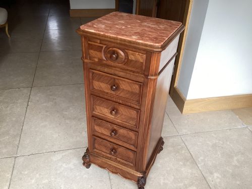 fig 1. Antique French walnut bedside cabinet