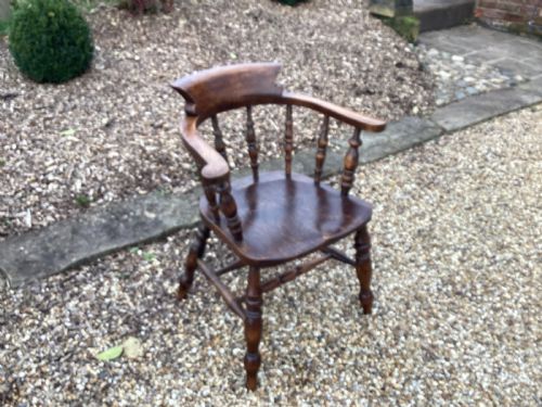ANTIQUE EDWARDIAN SMOKERS BOW CHAIR - ADDITIONAL PHOTO 1