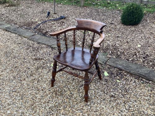 ANTIQUE EDWARDIAN SMOKERS BOW CHAIR - ADDITIONAL PHOTO 2