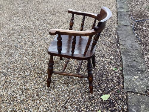ANTIQUE EDWARDIAN SMOKERS BOW CHAIR - ADDITIONAL PHOTO 4