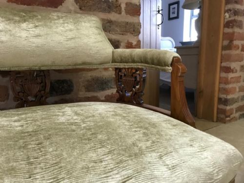 ANTIQUE EDWARDIAN SATINWOOD 2 SEATER SETTEE - ADDITIONAL PHOTO 7