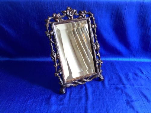 ANTIQUE BLACK FOREST CARVED VANITY EASEL MIRROR - ADDITIONAL PHOTO 1