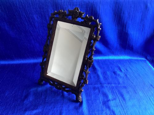 ANTIQUE BLACK FOREST CARVED VANITY EASEL MIRROR - ADDITIONAL PHOTO 2