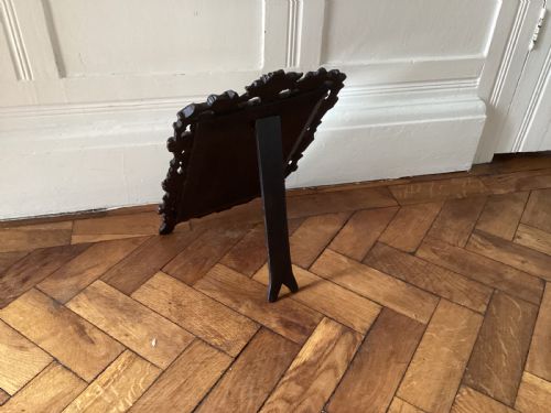 ANTIQUE BLACK FOREST CARVED VANITY EASEL MIRROR - ADDITIONAL PHOTO 4