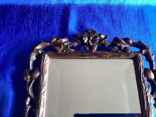 ANTIQUE BLACK FOREST CARVED VANITY EASEL MIRROR - ADDITIONAL PHOTO 9