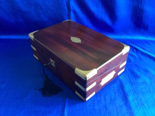 VICTORIAN MAHOGANY CAMPAIGN BRASS BOUND WRITING SLOPE - ADDITIONAL PHOTO 1