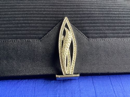 ANTIQUE ART DECO BLACK SILK EVENING BAG - ADDITIONAL PHOTO 4