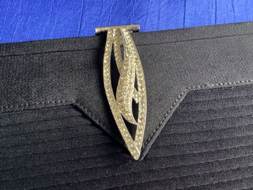 ANTIQUE ART DECO BLACK SILK EVENING BAG - ADDITIONAL PHOTO 5