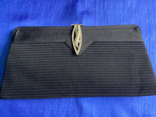 ANTIQUE ART DECO BLACK SILK EVENING BAG - ADDITIONAL PHOTO 6