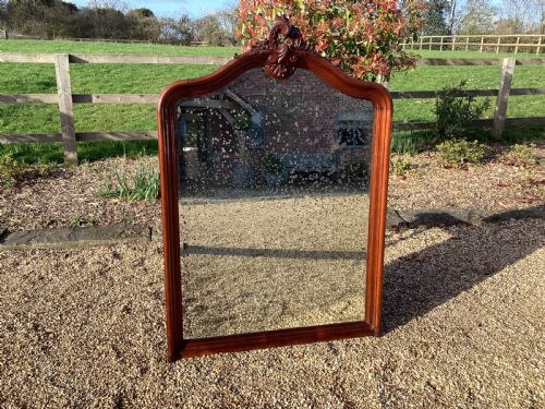 ANTIQUE FRENCH MAHOGANY OVER MANTLE MIRROR - ADDITIONAL PHOTO 2