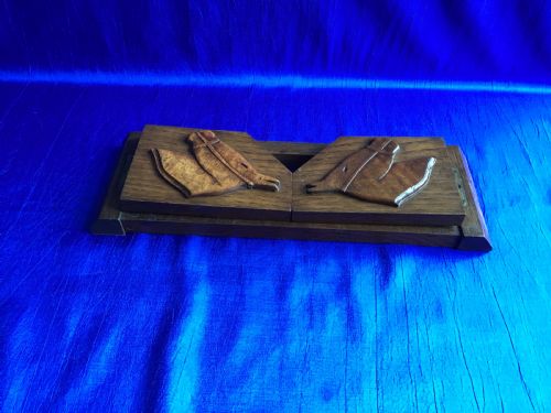 VINTAGE ART DECO HORSES OAK BOOK SHELF - ADDITIONAL PHOTO 2